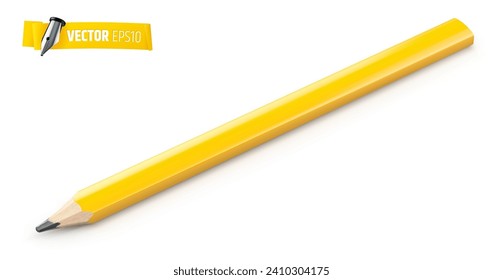 Vector realistic illustration of a carpenter pencil on a white background.