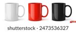 Vector realistic illustration of ceramic mugs on a white background.