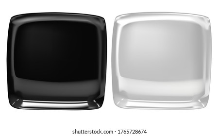 
Ilustración vectorial realista de cerámica. Platos de porcelana negros y blancos. Objetos aislados.