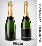 Vector realistic illustration of champagne bottles on a transparent background