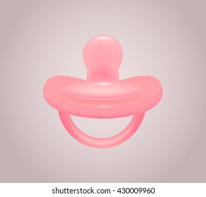 Vector realistic illustration of children's pink pacifier for your creativity