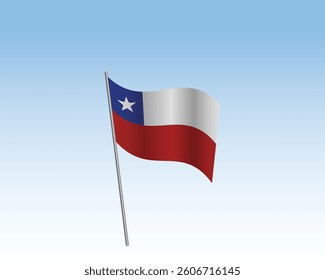 Vector realistic illustration of Chile flags. flag waving in the wind against a blue sky