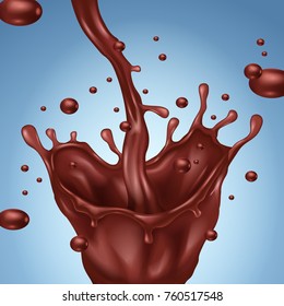 Vector realistic illustration with chocolate splashes
