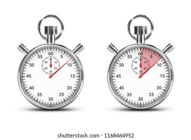 Vector realistic illustration of classic stopwatch with time tracker sports symbol competition isolated on white background