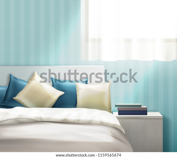 Vector Realistic Illustration Clean Beige Navy Stock Vector