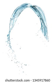 Vector realistic illustration of clear water splash with drops isolated on white background