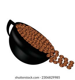 Vector realistic illustration of coffee beans on a transparent background