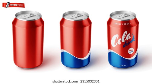 Vector realistic illustration of cola cans on a white background.