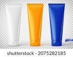 Vector realistic illustration of cosmetic tubes on a transparent background.