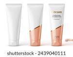 Vector realistic illustration of cosmetic tubes on a white background.
