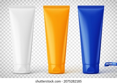 Vector realistic illustration of cosmetic tubes on a transparent background.