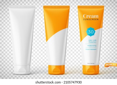 Vector realistic illustration of cosmetic tubes on a transparent background.