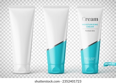 Vector realistic illustration of cosmetic tubes on a transparent background.