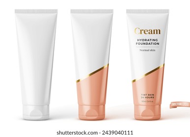 Vector realistic illustration of cosmetic tubes on a white background.