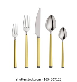 
Vector realistic illustration of cutlery. Isolated image of a knife, fork, spoon.