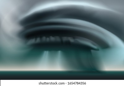 Vektorillustration realistische Illustration einer dunklen stürmischen Wolken, die sich im Tornado drehen.