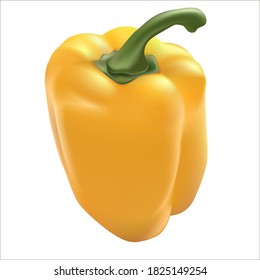 Vector realistic illustration of diet vegetables. Isolated image of yellow bell pepper. Healthy food.