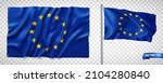 Vector realistic illustration of European flags on a transparent background.