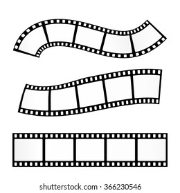 Vector realistic illustration of film strip on white background. Template film roll