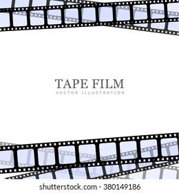 Vector realistic illustration of film strip on white background. Template film roll