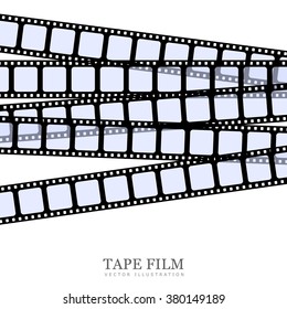 Vector realistic illustration of film strip on white background. Template film roll