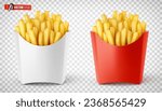 Vector realistic illustration of french fries on a transparent background.