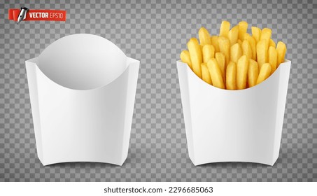 Vektorrealistische Illustration von Pommes frites auf transparentem Hintergrund.