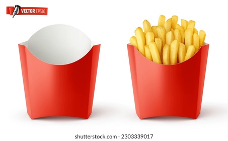 Vector realistic illustration of french fries on a white background.