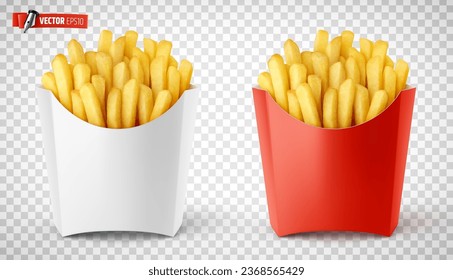 Vector realistic illustration of french fries on a transparent background.