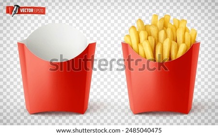 Vector realistic illustration of french fries on a transparent background.