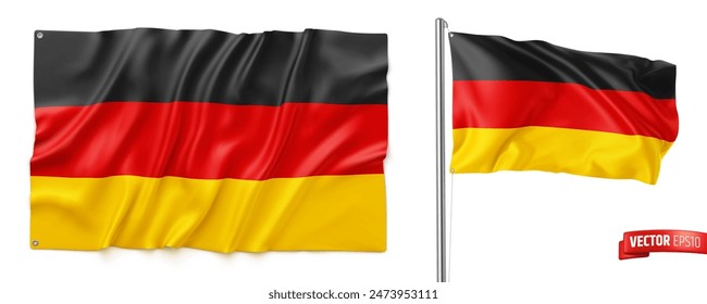 Vektorgrafik Realistische Darstellung deutscher Fahnen auf weißem Hintergrund.