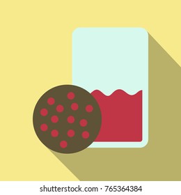 Vector realistic illustration of a glass of milk and cookies. Colorful objects