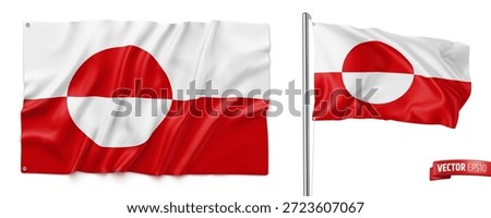 Vector realistic illustration of Greenland flags on a white background.