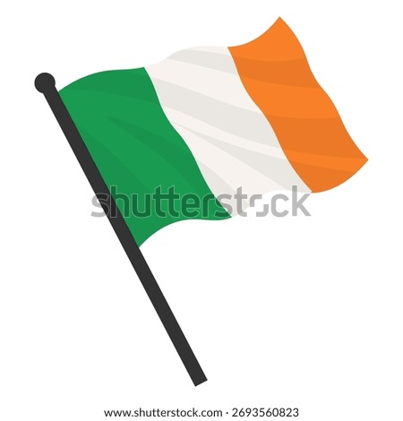 Vector realistic illustration of irish flags on a white background.