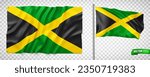 Vector realistic illustration of Jamaican flags on a transparent background.