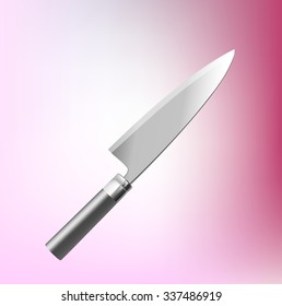 Vector realistic illustration of a kitchen knife. 