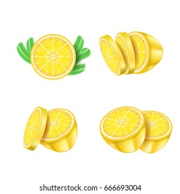 Vector realistic illustration with lemons isolated on white