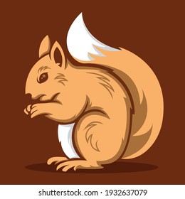 Vector realistic illustration of little cute squirrel. Winter design element for Christmas, new year, sweets packaging. Can be used for greeting card, poster