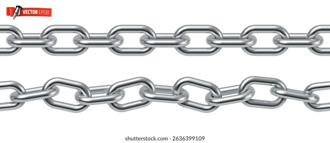 Vector realistic illustration of metal chains on a white background.