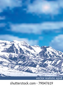 vector realistic illustration of the mountain in snow