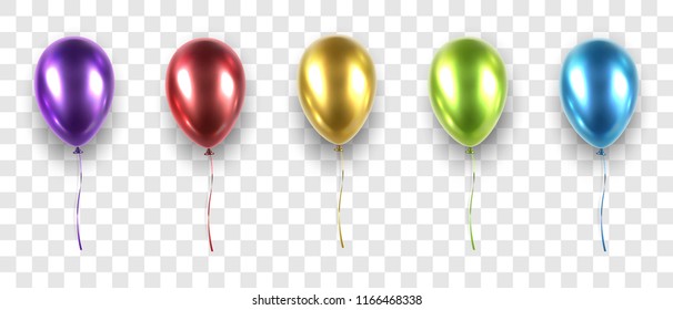 Vector realistic illustration on transparent backgraund. Glossy 3d balloons for your design.