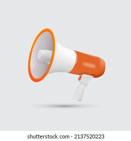 Vector realistic illustration of orange megaphone on a white background