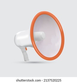 Ilustración vectorial realista del megáfono naranja sobre un fondo blanco