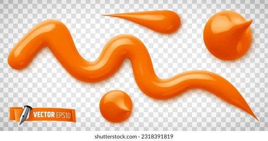 Vector realistic illustration of orange paint on a transparent background.