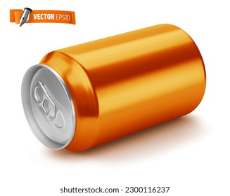 Vector realistic illustration of a orange soda can on a white background.