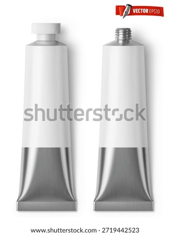 Vector realistic illustration paint tubes on a white background.