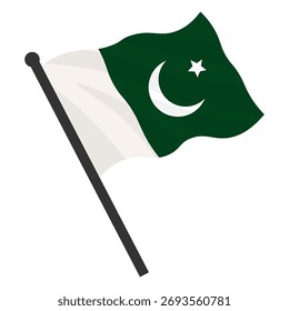 Vector ilustración realista de banderas de Pakistán sobre un fondo blanco.