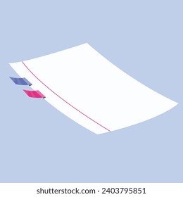 vector realistic vector illustration. paper falling on blue background