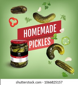 Vector Realistic Illustration Pickled Cucumber Poster Stock Vector ...