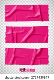 Ilustração realista de vetor de fita adesiva rosa em um fundo transparente.